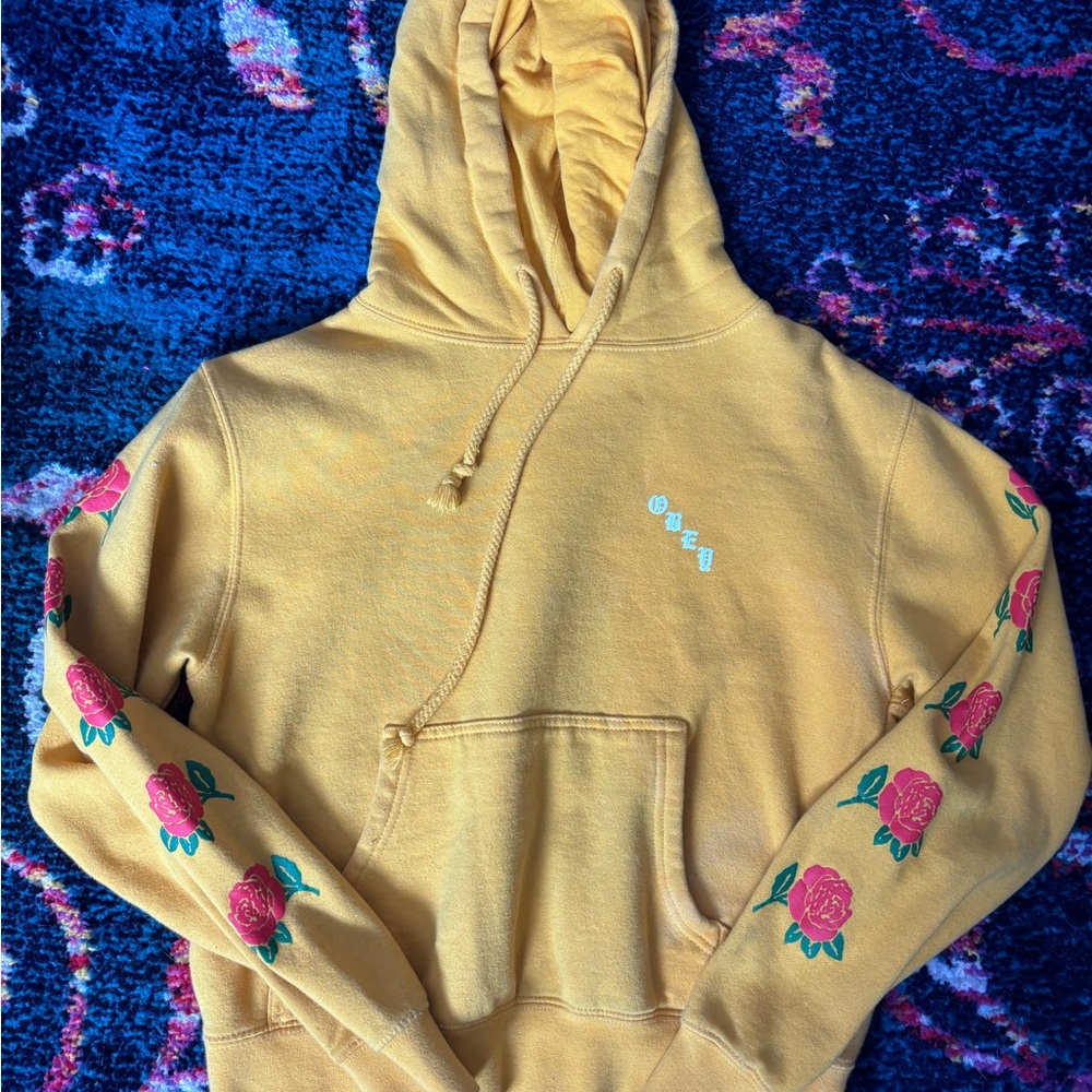 Obey Yellow Hoodie with Floral Designs